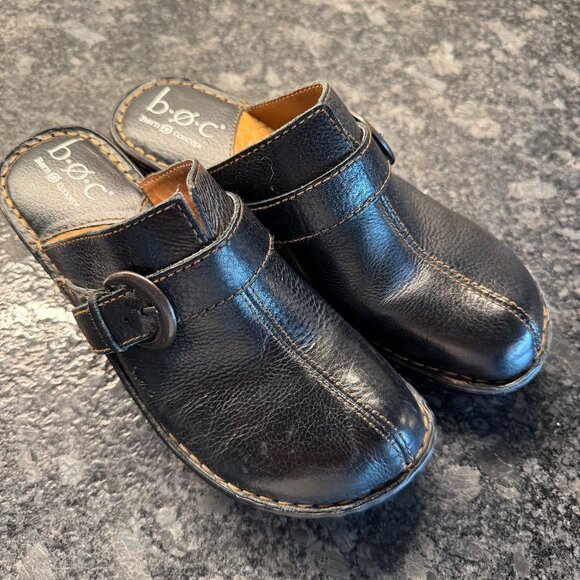 B.O.C. Born Concept women's Black ;leather mules/clogs sz 8 - Picture 1 of 11